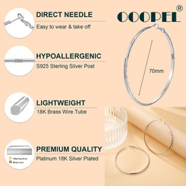 OOOPEL Sterling Silver Hoop Earrings for Women Diamond-Cut Silver Hoop Earrings Large Silver Hoop Earrings Hypoallergenic Circle thin Hoop Oversize Big Silver Hoop Earrings 925 Sterling Silver Womens