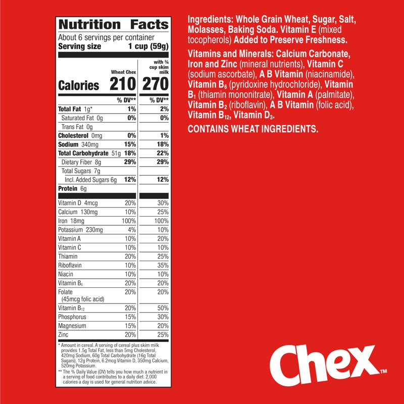 Wheat Chex Breakfast Cereal, Homemade Chex Mix Ingredient, 14 oz