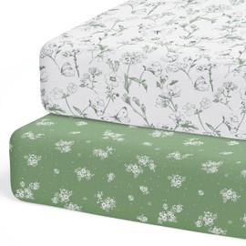 Sorrel + Fern 2-Pack Crib Sheet for Standard Crib Mattress (Butterfly Garden) - Premium Fitted Sheets - Buttery Soft Cotton Blend