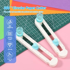 2Pcs Circle Cutter, Plastic Circle Paper Cutter, Double Scale, 360° Manual Rotation Cardboard Circle Cutter, Adjustable Size 2-20CM Diameter Rotary Circle Cutter, Craft Cutter for Card Making