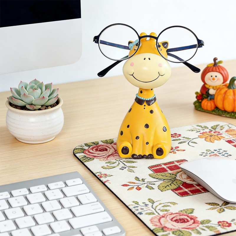 BlissfulVistas Resin Animal Eyeglass Holder, Decorative Animal-Shaped Glasses Stand for