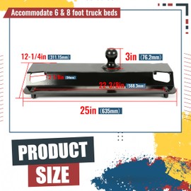 ECOTRIC Universal Fifth Wheel Gooseneck Hitch Adapter Plate for Pickup Truck Bed Standard 5th Fifth Wheel Rails 30,000 lbs 2-5/16-Inch Ball