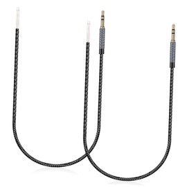 KONTONTY 2 x 3.5mm Audio Cables Braided Wire 30cm Long Gold Plated High Fidelity Sound Universal Compatibility