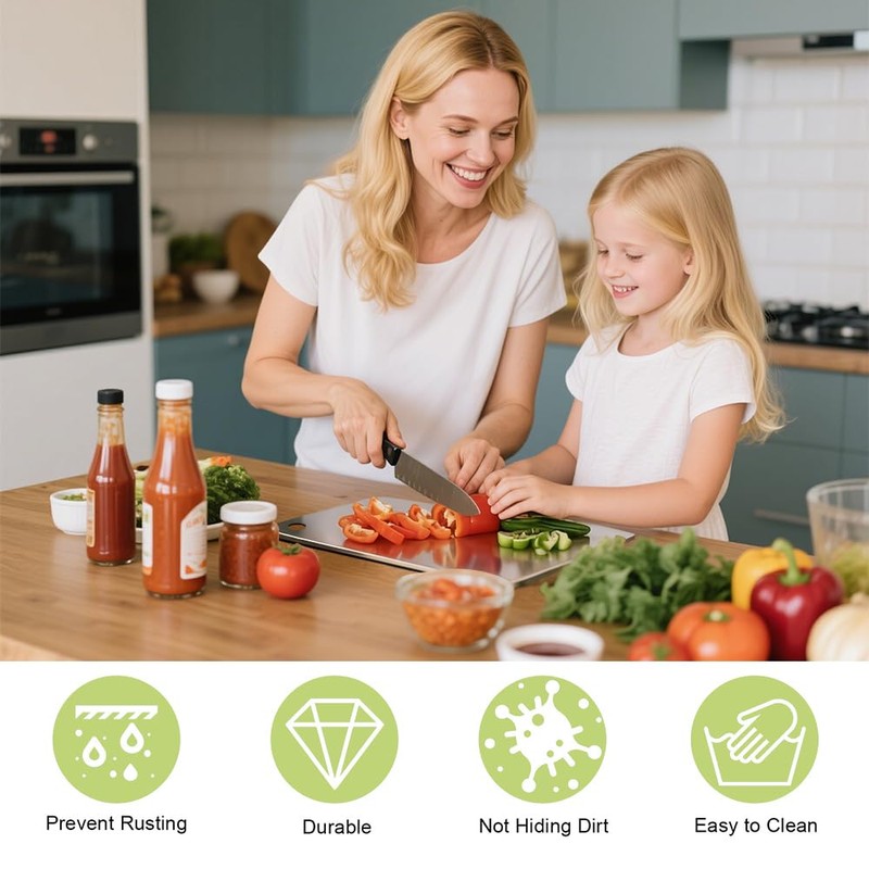 BLOCE Titanium Cutting Board for Kitchen, Stainless Non Stick Chopping