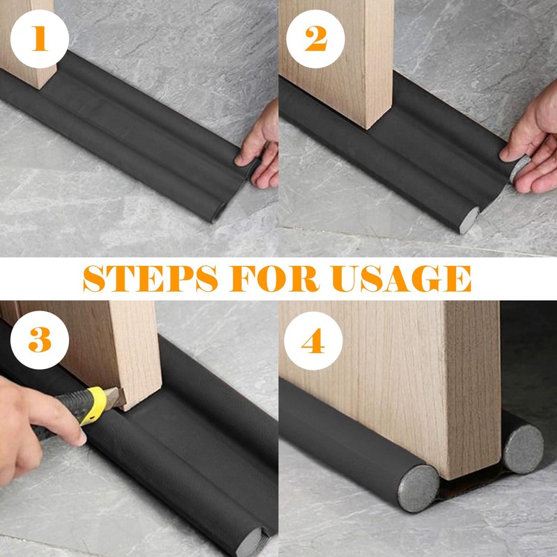Double Under Door Draught Excluder, 37in/96cm Draft Excluder for Doors,