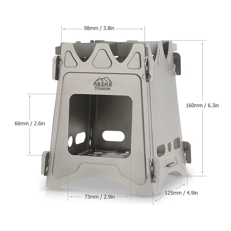 Camping Wood Stove Portable Folding Lightweight Titanium Wood Burning Backpacking