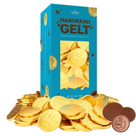 The Dreidel Company Hanukkah Gelt, Nut-Free, Belgian Coins, Foil Wrapped Gold Coins, Kosher Chanukah Gelt (1 Pound)