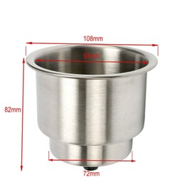 asdmm Marine RV Camper Boat Cup Holder Drink Mount with Drain, Stainless Steel, Height 4in. Inner Diameter ID 3 1/2in. Outer Diameter OD: 4 1/4in OD (2pcs)