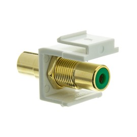 Gold Plated RCA Female to RCA Female, Green RCA Coupler Adapter with White Keystone Insert, Green RCA Jack Connector for Audio/Video, CableWholesale