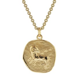 trendor Aries zodiac sign diameter 20 mm men's necklace gold on silver zodiac sign, timeless necklace for men, great gift idea, 39070-04