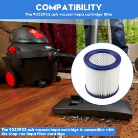 9032933 Ash Vacuum HEPA Cartridge Filter Fits for Shop Vac Filters, Shop Vac Accessories for Ash Vacuum Filter, Replacement Part for Hepa Filter, Comes with Brush