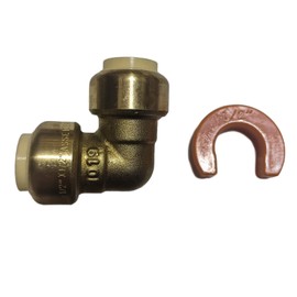 10 Pieces XFITTING 1/2" Push-Fit Elbow with 1 Free Removing/Disconnect Clip, Brass, replacement for Sharkbite Elbow, 10 Packs