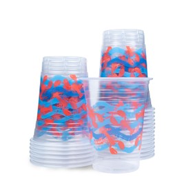 Glad Everyday Clear Plastic Cups with Lobster Waves Print 16oz | Clear Plastic Cups with Beach Theme | Strong and Sturdy Plastic Cups for All Occasions, Holds 16 Ounces, 20 Count - 12 Pack