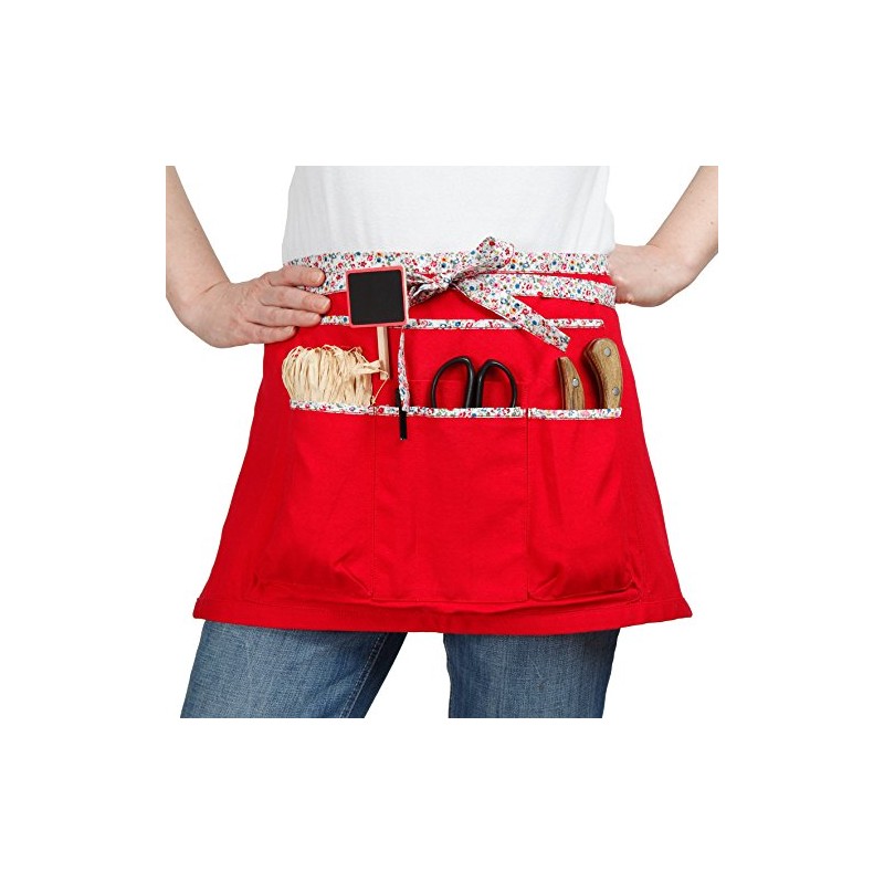 La Short Cord Eline Gardeners Apron Red Liberty 64 x