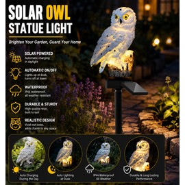 Solar Owl Garden Light for Outdoor Decor – Waterproof LED Animal Statue for Patio, Lawn & Pathways