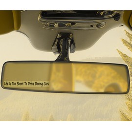 Life is Too Short to Drive Boring Cars Funny Inspirational Quote Accessory Decal Rear View Mirror Cute Premium Vinyl Sticker 1.8 inch (Black)