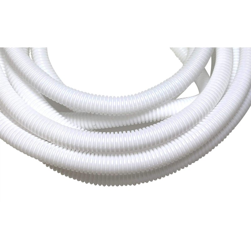 PE White Corrugated Flexi Pipe Tube Non-Split 10mm - 2m