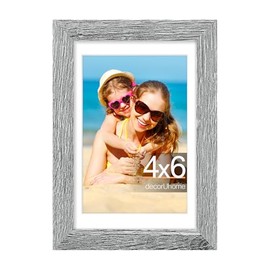 decorUhome 4x6 Picture Frame, Display Pictures 3.5x5 with Mat or 4x6 without Mat, Wall & Tabletop Display Photo Frame, Grey, 1 Pack