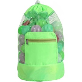 WADY Foldable Swim Mesh Sand Beach Bag - Waterproof Beach Toy and Gym Bag for Swimming, Vacation, Sports with Adjustable Shoulder Straps, Portable Mesh Drawstring Backpack (Green)