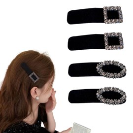 CHANJIF Bangs Clips, Set of 4, Hairpins, Korean Style, Hair Claw, Black, Patch Pin, Non-Tracing, Cute, Bangs, Hair Clip, Adult Hairpin Set, Hair Ornaments