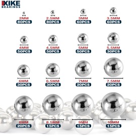 XIKE 625PCS 2-10mm Chrome Steel Balls, Assortment Kit G16 Bearing Steel Balls Kit with Tweezer Storage Box,2/2.5/3/3.5/4/4.5/5/5.5/6/6.5/7/7.5/8/8.5/9/10mm (16 Sizes)