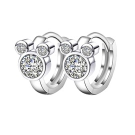 HinDaLi Earrings Silver 925 for Women Girls Earrings Hoop Earrings Silver Mini Mouse Earrings with Zirconia Earrings Women's Silver Earrings Made of Silver Hoop Earrings Women's Small Hoop Earrings