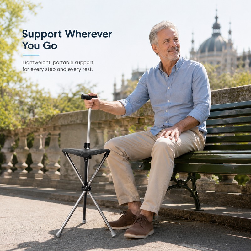 Folding Cane Seat for Outdoor Walking – Lightweight Walking Stick