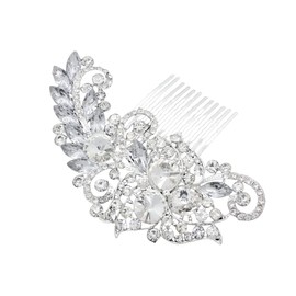 Bridal Wedding Hair Comb Fascinator Flower Crystal Rhinestones Clip Diamante Headpiece