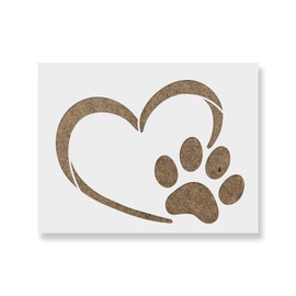 Heart Paw Stencil - Dog Stencil, Love Stencil, Paw Prints, Paw Print Stencil, Heart Paw Stencil