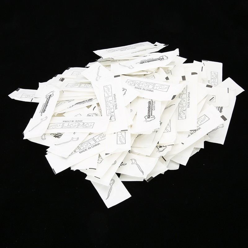500pcs Disposable Dental Floss Stick Teeth Stain Removal Floss Oral