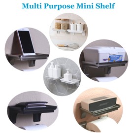 McLee Creations Wonder Shelf - Small Plastic Self Adhesive Wall Mount Bathroom Shelf - Fits Over Toilet Paper Holder - Designed for Smartphone and Flushable Baby Wipes (1, Grey with Holes)