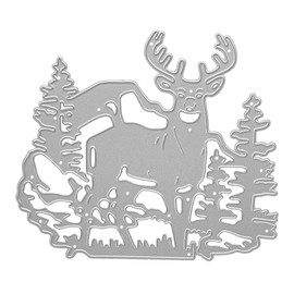 Metal Christmas Elk Forest Cutting Dies, Wapiti Forest Die Cuts Embossing Stencils Template Mould for Card Scrapbooking and DIY Craft