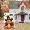 Happy Fall Thanksgiving Garden Flag 12x18 Inch Double Sided Burlap