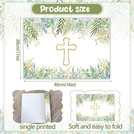 Paper Placemats Disposable 50 Pack Blessed Cross Placemats 16x 11 Inch Eucalyptus Summer Seasonal Paper Table Mats for Home Kitchen Dining Table Party Decoration(Cross)