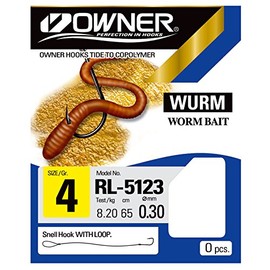 Balzer Owner Worm Hooks Size 4 Wire Single Pack of 10
