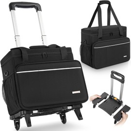 GMAK Rolling Scrapbook Tote with Wheel, Scrapbook Bags with Detachable Dolly, Rolling Craft Organizer Tote Bag with Multiple Pockets for Scrapbook, Medical, Office Supplies and Art Tools