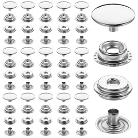 60 Sets 240 PCS Stainless Steel Snap Fastener, 15mm Snap Buttons Metal Snaps for Leather, Heavy Duty Snaps Button Press Stud Cap for Jeans Fabric Jackets Clothes Bag Leather DIY Craft