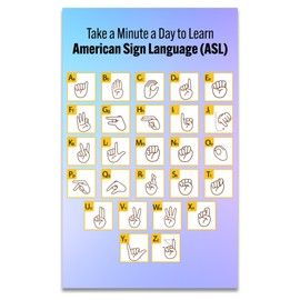 Magnet Me Up American Sign Language ASL Fridge Magnet, 8x5 Inches, Lavender, Educational and Decorative Sign Language Alphabet Magnet for Refrigerator, Classroom, Vibrant Design, Crafted in USA