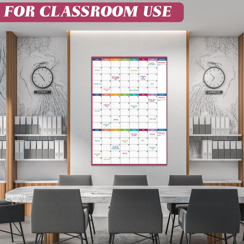 Large Dry Erase Calendar For Wall - Undated 3 Month