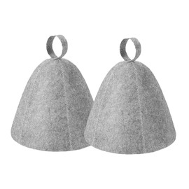 2 Pcs Natural Felt Sauna Hat, Ergonomi Felted Sauna Cap, Heat Dry Headrest Steam Bath Sauna Accessories for Women and Men (Gray)