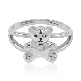 Meissa Ring mit Bär 925 Silber Ring für Frauen Niedlicher bär Daumenring Gold Geschenk für Mädchen Kinder im Teenageralter, Silber