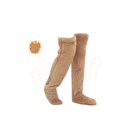 ZZBarer Snuggs Cozy Socks- Snuggle Paws Thigh High Socks, Winter Leg Warmers Plush Slipper Socks Soft Thick Warm Home (Brown, One Size)