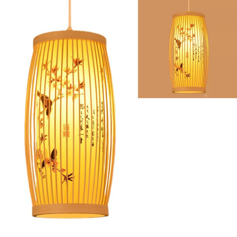 Woven Pendant Light Chinese Japanese Style Retro Rattan Lampshade Pendant