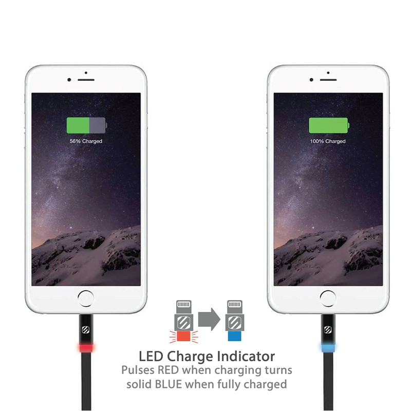 Scosche I3FLEDWT FlatOut Led Mfi Certified Lightning Charge & Sync