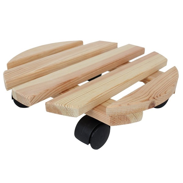 Plant Trolley Natural Pine Round or Square (Diameter 30 cm)