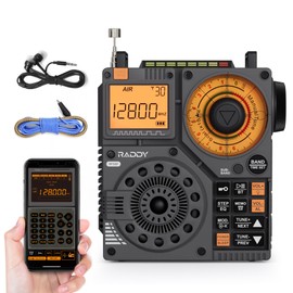 Raddy RF320 APP Control Shortwave Radio, AIR/FM/AM/VHF/SW/WB Receiver, Portable Radio Rechargeable w/ 9.85 Ft Wire Antenna (Black)