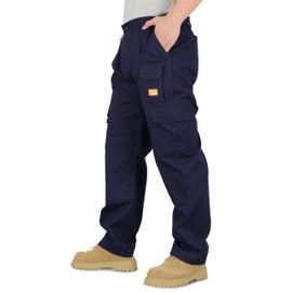 Titicaca Men's FR Cargo Pants Flame Resistant Pants Lightweight 7.5oz 100% Cotton Navy Fire Retardant Elastic Waist Pants