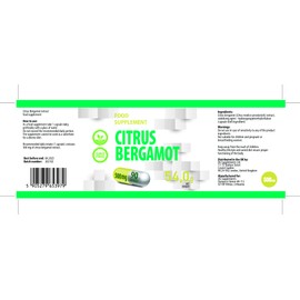 Citrus Bergamot 500mg 90 Vegan Capsules, 3rd Party Lab Tested, High Strength Supplement, No Fillers or Bulkers, Gluten and GMO Free