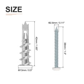 DTGN 13x42mm Self-Drilling Drywall Anchors with Screws Kit - 10 Set - Good for Concrete Tile Cement - Zinc Alloy Hollow Wall Anchors Kit with Screws