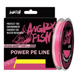 ANGRYFISH Pink PE Braided Fishing Line - High-Visibility to Anglers, Invisible to Fish - Ultra-Strong & Abrasion Resistant - Thinner Diameter for Longer Casts - Saltwater Freshwater Use(15LB/300Yds)